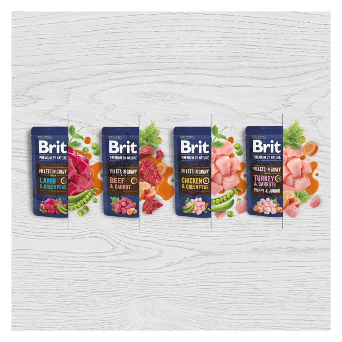 Brit Premium Fillets in Gravy Turkey & Carrots Puppy Вологий корм з філе індички і морквою для цуценят малих порід (в соусі) 85г 24шт