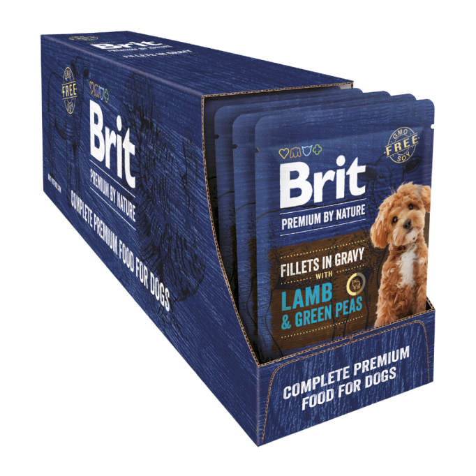 Brit Premium Fillets in Gravy Lamb & Green Peas Вологий корм з філе ягня і зеленим горошком для дорослих собак малих порід (в соусі) 85г 24шт