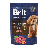 Brit Premium Fillets in Gravy Beef & Carrot Вологий корм з філе яловичини і морквою для дорослих собак малих порід (в соусі) 85г 24шт