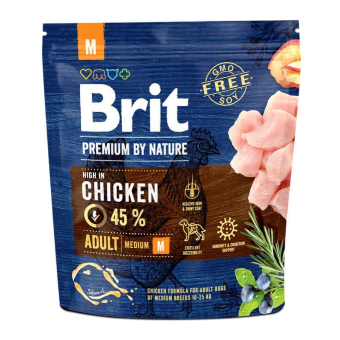 Brit Premium Dog Adult M Сухий корм з куркою для дорослих собак середніх порід 1кг