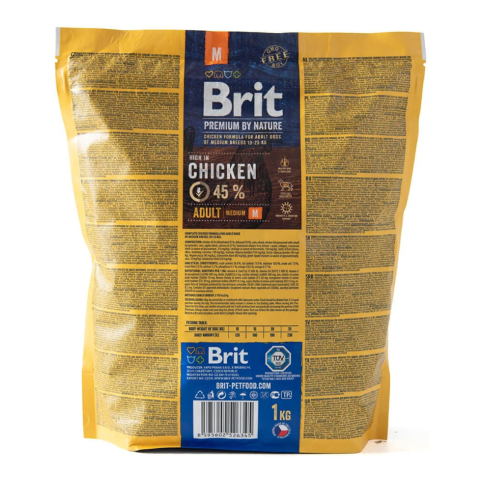Brit Premium Dog Adult M Сухий корм з куркою для дорослих собак середніх порід 1кг