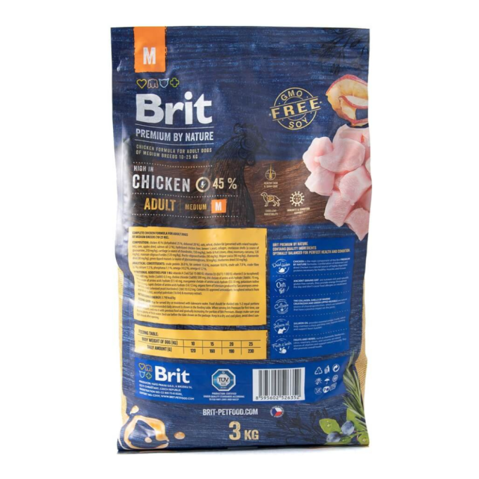 Brit Premium Dog Adult M Сухий корм з куркою для дорослих собак середніх порід 3кг