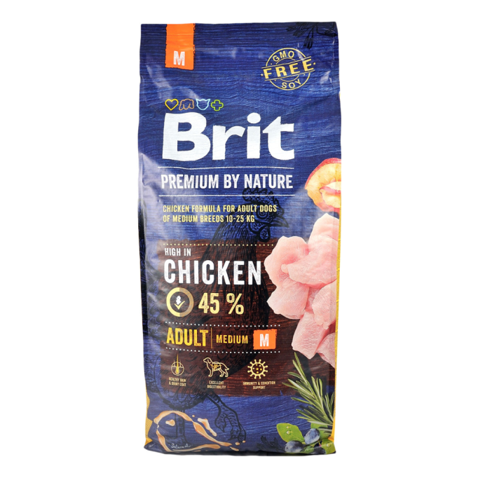 Brit Premium Dog Adult M Сухий корм з куркою для дорослих собак середніх порід 15кг