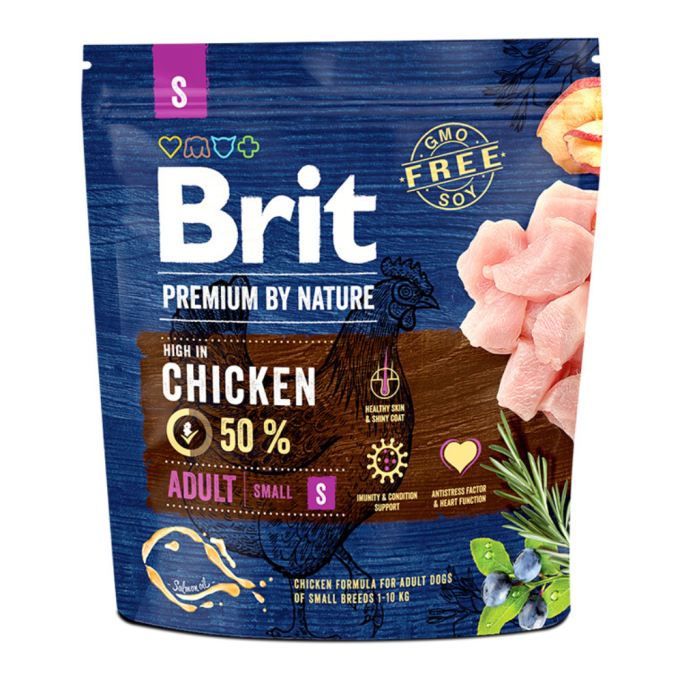 Brit Premium Dog Adult S Сухий корм з куркою для дорослих собак малих порід 1кг