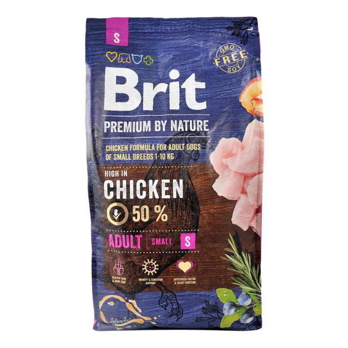 Brit Premium Dog Adult S Сухий корм з куркою для дорослих собак малих порід 3кг