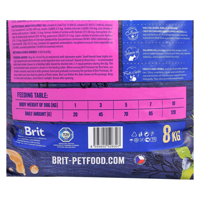 Brit Premium Dog Adult S Сухий корм з куркою для дорослих собак малих порід 8кг