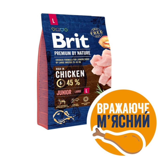 Brit Premium Junior L Сухий корм для цуценят і молодих собак великих порід 3кг