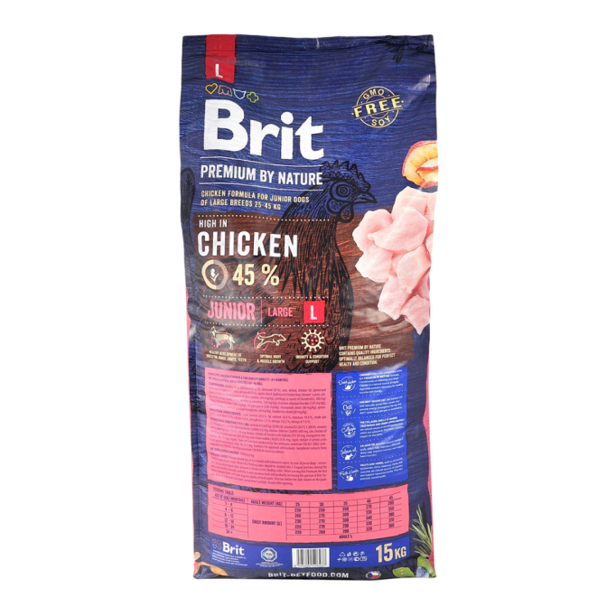 Brit Premium Junior L Сухий корм для цуценят і молодих собак великих порід 15кг
