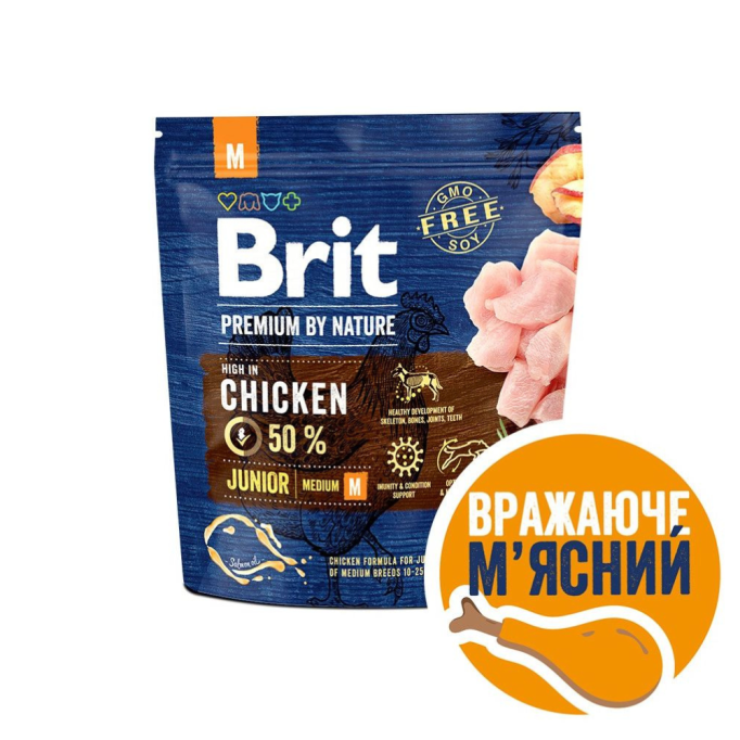 Brit Premium Junior M Сухий корм для цуценят і молодих собак середніх порід 1кг
