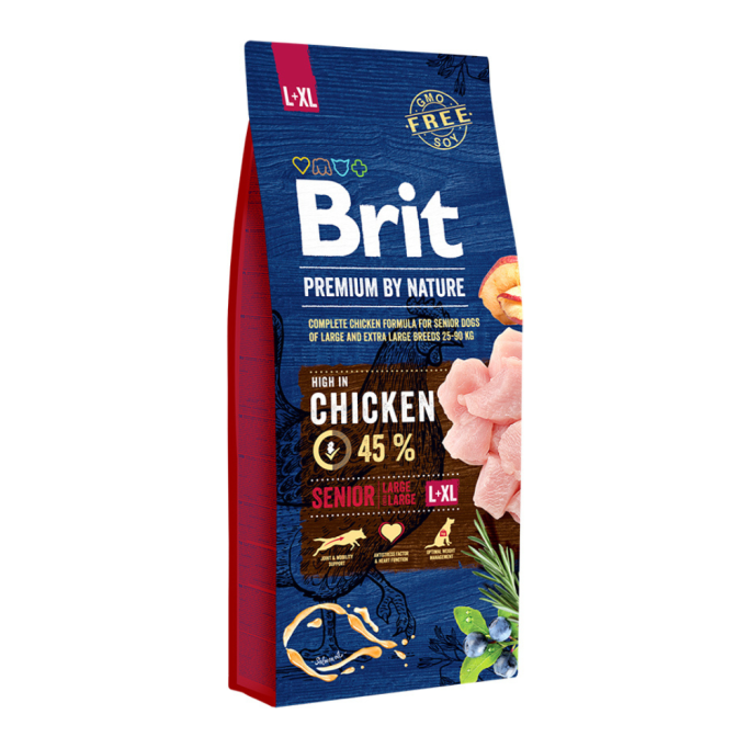 Brit Premium Senior L+XL Сухий корм з куркою для собак похилого віку великих і гігантських порід 15кг