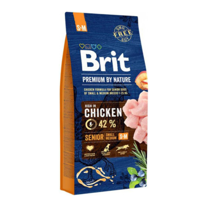 Brit Premium Senior S+M Сухий корм з куркою для собак похилого віку дрібних та середніх порід 3кг