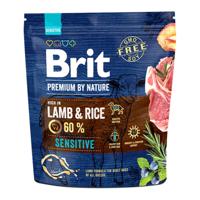 Brit Premium Sensitive Lamb&Rice Сухий корм для дорослих собак з чутливим травленням 1кг