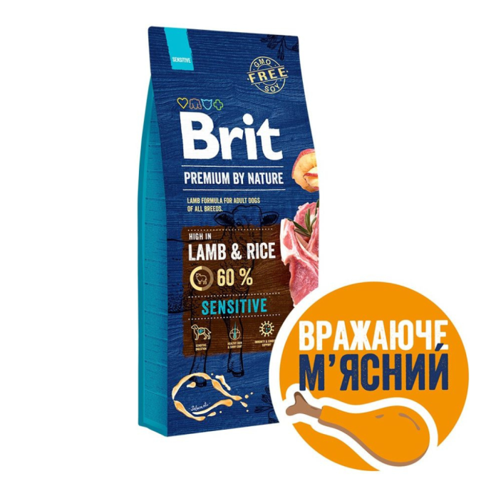 Brit Premium Sensitive Lamb&Rice Сухий корм для дорослих собак з чутливим травленням 3кг