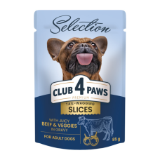 Club 4 Paws Plus Selection Вологий корм з яловичиною та овочами для дорослих собак малих порід (в соусі) 85г 12шт