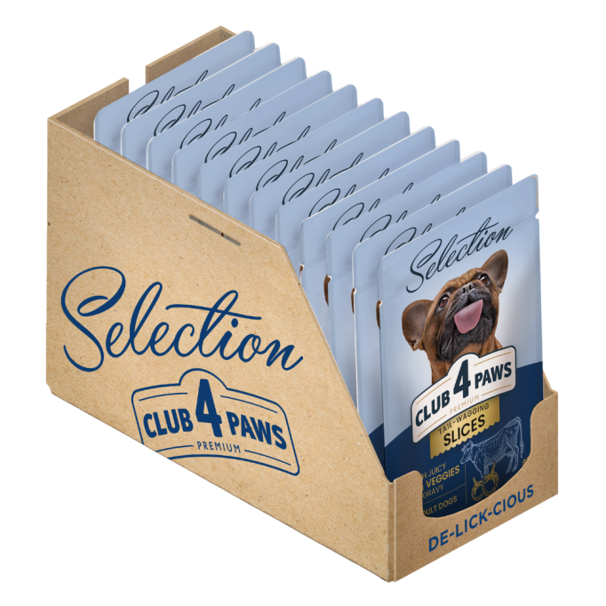 Club 4 Paws Plus Selection Вологий корм з яловичиною та овочами для дорослих собак малих порід (в соусі) 85г 12шт