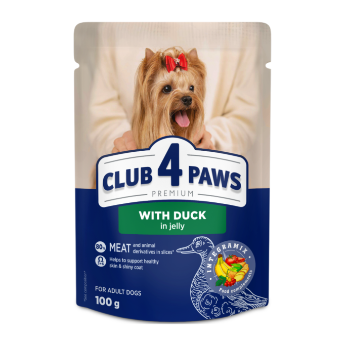 Club 4 Paws Adult Dog Small Breeds with Duck in jelly Вологий корм з качкою для дорослих собак малих порід (в желе) 100г 24шт