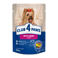 Club 4 Paws Adult Dog with Beef in jelly Вологий корм з яловичиною для дорослих собак (в желе) 100г 24шт