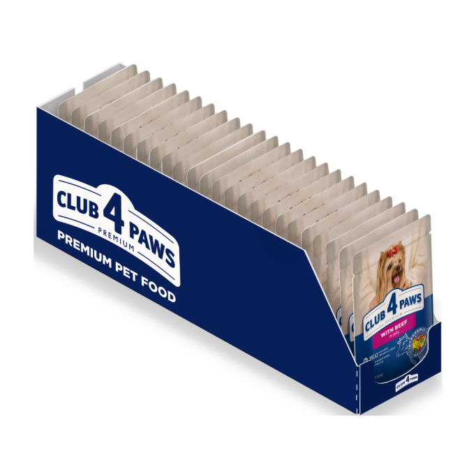 Club 4 Paws Adult Dog with Beef in jelly Вологий корм з яловичиною для дорослих собак (в желе) 100г 24шт