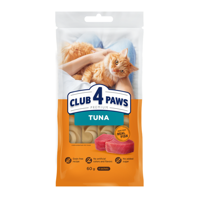 Club 4 Paws Кремові ласощі з тунцем для дорослих котів 15г 4шт