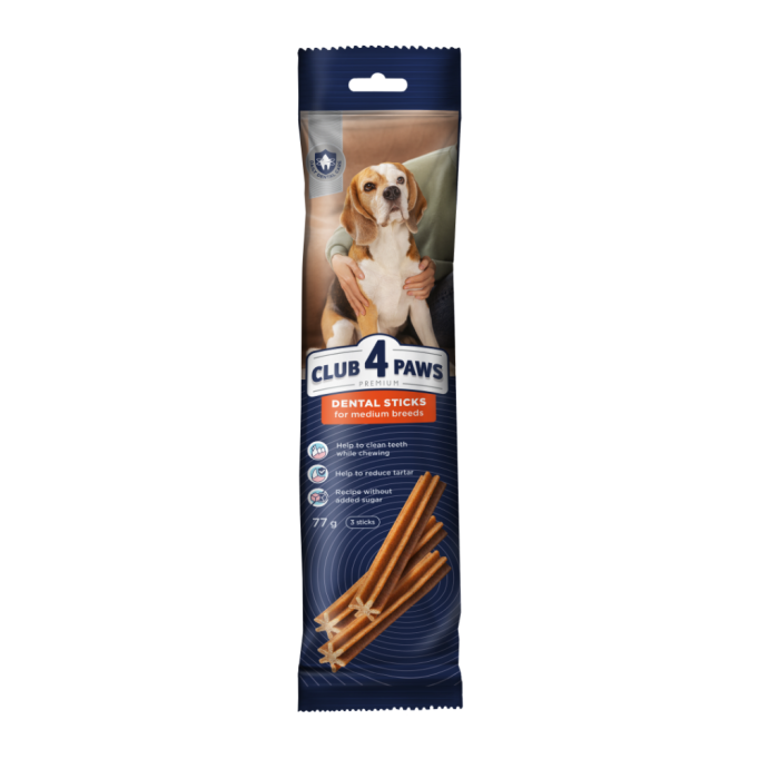 Club 4 Paws Dental Sticks Жувальні палички для дорослих собак середніх порід (чистка зубів) 77г