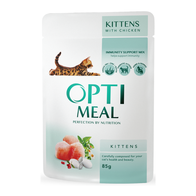 Optimeal Kitten Chicken Вологий корм для кошенят з куркою (в соусі) 85г 12шт