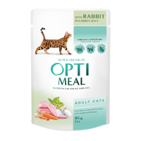 Optimeal Adult Cats Rabbit Carrot jelly Вологий корм з кроликом у морквяному желе для дорослих котів 85г 12шт