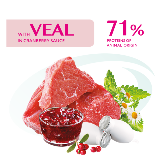 Optimeal Adult Cats Veal in Cranberry sauce Вологий корм з телятиною у журавлинному соусі для дорослих котів 85г 12шт