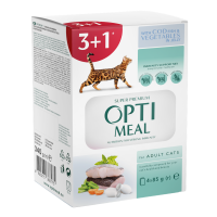 Optimeal Набір "Adult Cats Cod Fish & Vegetable Вологий корм з тріскою та овочами в желе для дорослих котів" (3+1) 85г 4шт