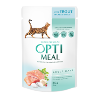 Optimeal Adult Cats Trout cream sause Вологий корм з фореллю в кремовому соусі для дорослих котів 85г 12шт