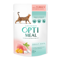 Optimeal Adult Cats Turkey Pumpkin sause Вологий корм з індичкою в гарбузовому соусі для дорослих котів 85г 12шт
