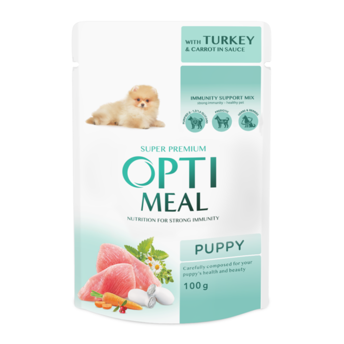 Optimeal Puppy Turkey & Carrot sauce Вологий корм з індичкою та морквою для цуценят (в соусі) 100г 12шт