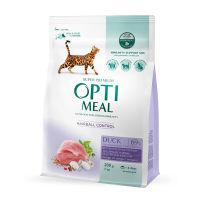 Optimeal Adult Cat Duck Hairball Control Сухий корм з качкою для дорослих котів з ефектом виведення шерсті 200г