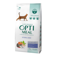 Optimeal Adult Cat Sterilised Salmon Сухий корм з лососем для стерилізованих кішок та кастрованих котів 1,5кг