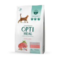 Optimeal Adult Cat Sterilised Beef & Sorghum Сухий корм з яловичиною та сорго для стерилізованих котів 4кг