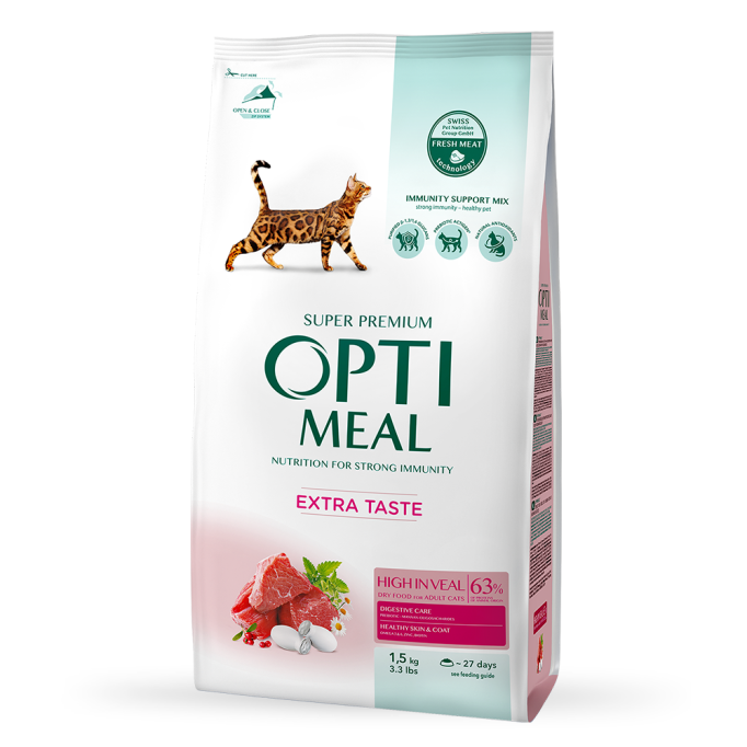 Optimeal Adult Cat High in Veal Сухий корм з високим вмістом телятини для дорослих котів 1,5кг