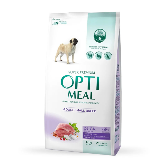 Optimeal Adult Dogs Small Duck Сухий корм з качкою для дорослих собак малих порід 1,5кг