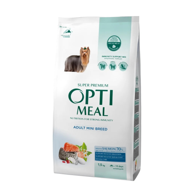 Optimeal Adult Dogs Mini Breed Salmon Сухий корм для дорослих собак мініатюрних порід з високим вмістом лосося 1,5кг