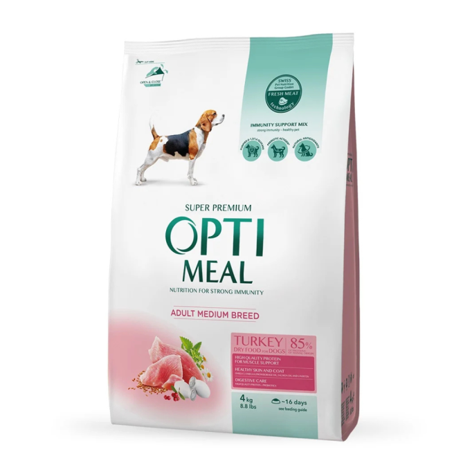 Optimeal Adult Dogs Medium Сухий корм з індичкою для дорослих собак середніх порід 4кг