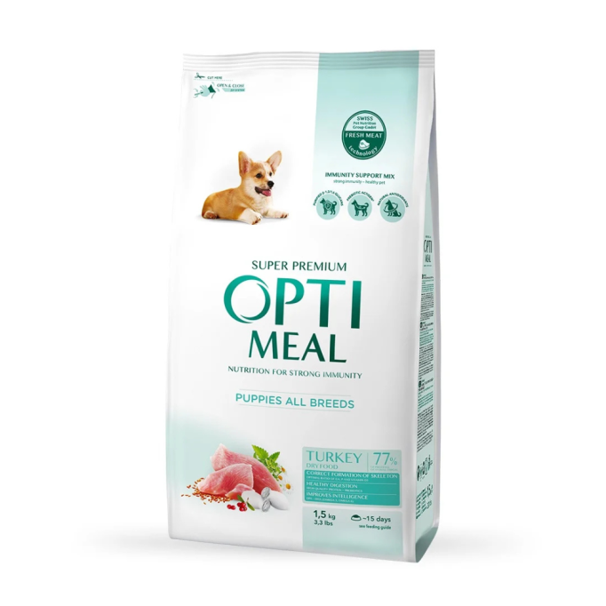 Optimeal Puppies All Breeds Сухий корм з індичкою для цуценят усіх порід 1,5кг
