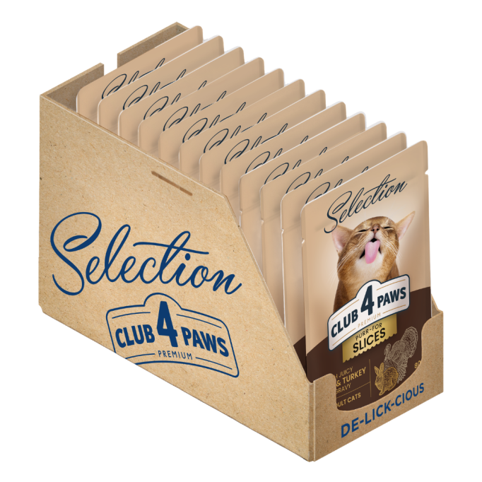 Club 4 Paws Premium Plus Selection Вологий корм зі шматочками кролика та індичкою в соусі для дорослих котів 80г 12шт
