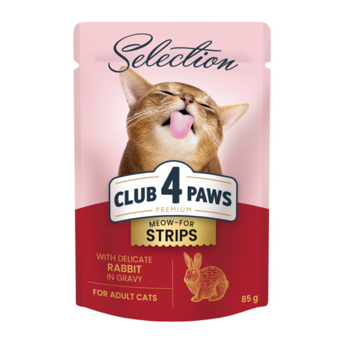 Club 4 Paws Premium Plus Selection Вологий корм зі смужками кролика в соусі 85г 12шт