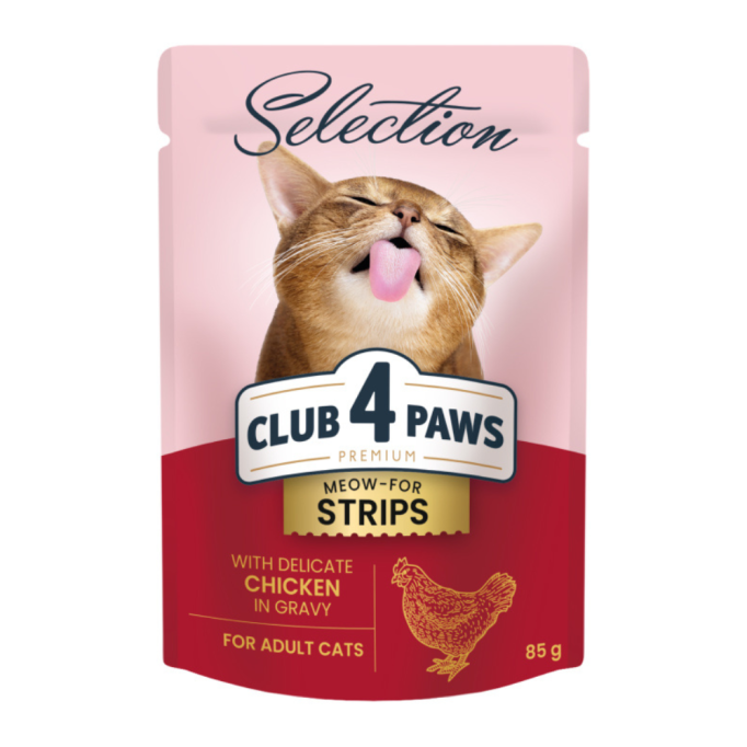 Club 4 Paws Premium Plus Selection Вологий корм зі смужками курки в соусі 85г 12шт