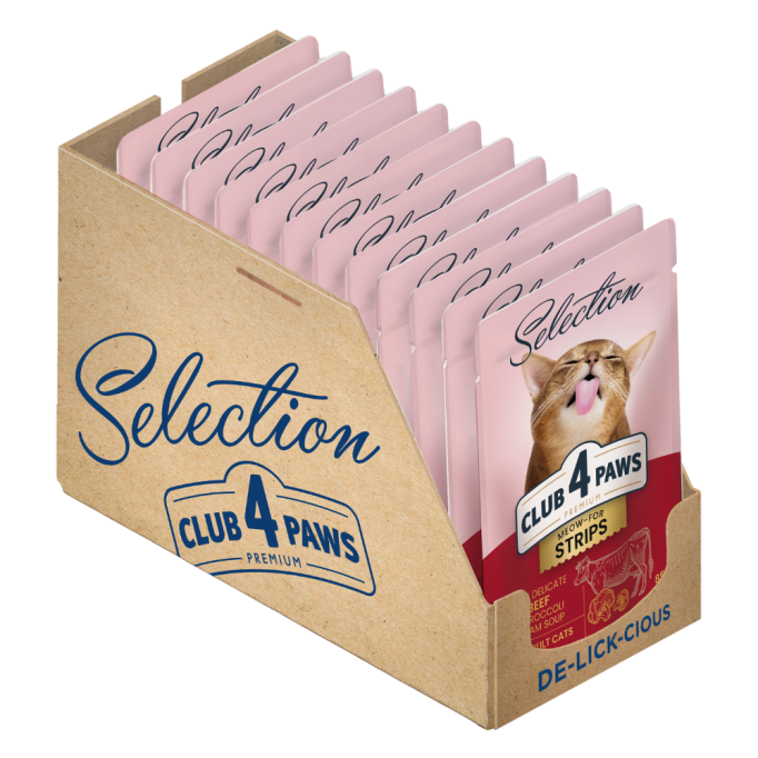Club 4 Paws Premium Plus Selection Вологий корм зі смужками яловичини в крем-супі з брокколі 85г 12шт