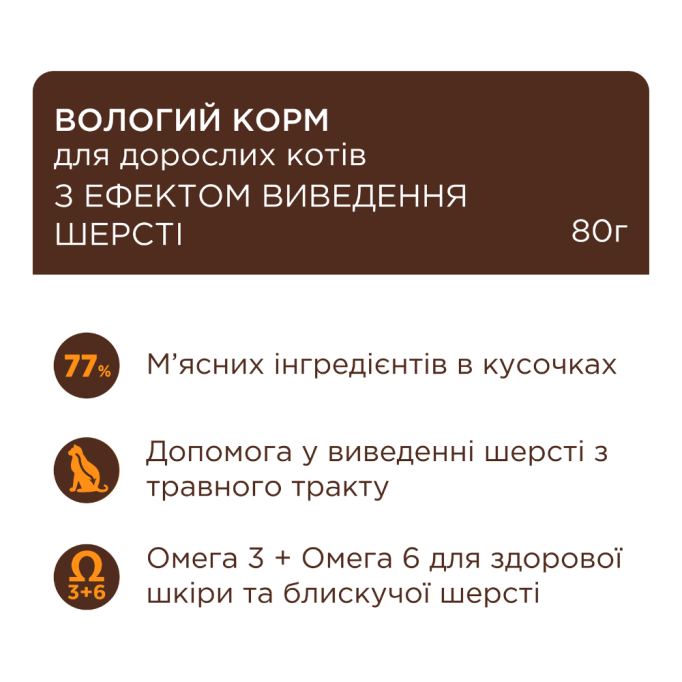 Club 4 Paws Вологий корм із куркою для дорослих котів з ефектом виведення шерсті (в соусі) 80г 24шт