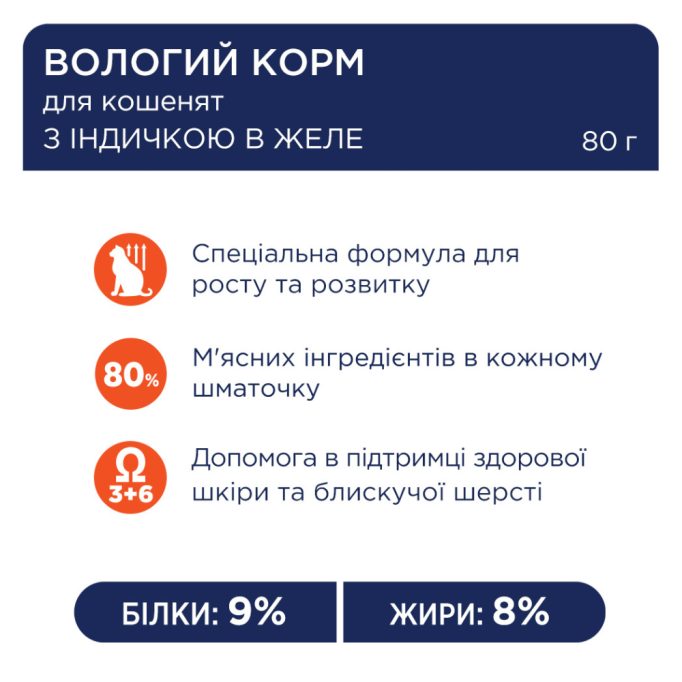 Club 4 Paws Вологий корм для кошенят з індичкою (в желе) 80г 24шт