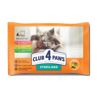 Club 4 Paws Set with Turkey, Rabbit, Chicken Набір вологого корму для дорослих стерилізованих котів 85г 4шт
