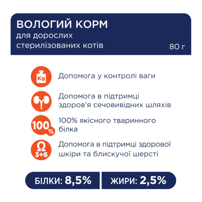 Club 4 Paws Вологий корм з куркою для стерилізованих котів (в желе) 80г 24шт