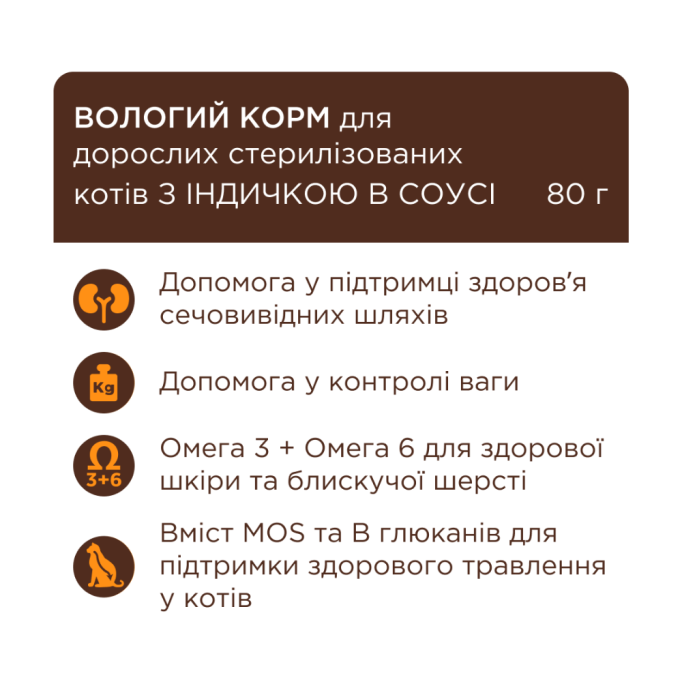 Club 4 Paws Вологий корм з індичкою для стерилізованих котів (в соусі) 80г 24шт