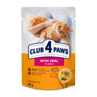 Club 4 Paws Вологий корм з телятиною для дорослих котів (в соусі) 85г 24шт