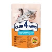 Club 4 Paws Вологий корм з куркою для дорослих котів із чутливим травленням (в соусі) 80г 24шт